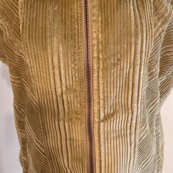 Columbia Tan Corduroy Faux Fur Collar Zip Front Vest Women's Medium EUC - Picture 3 of 14